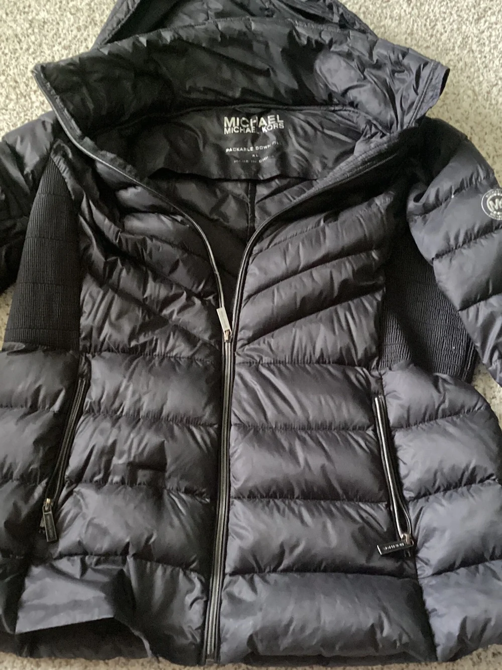 Michael Kors Black Quilted Hooded Puffer Jacket